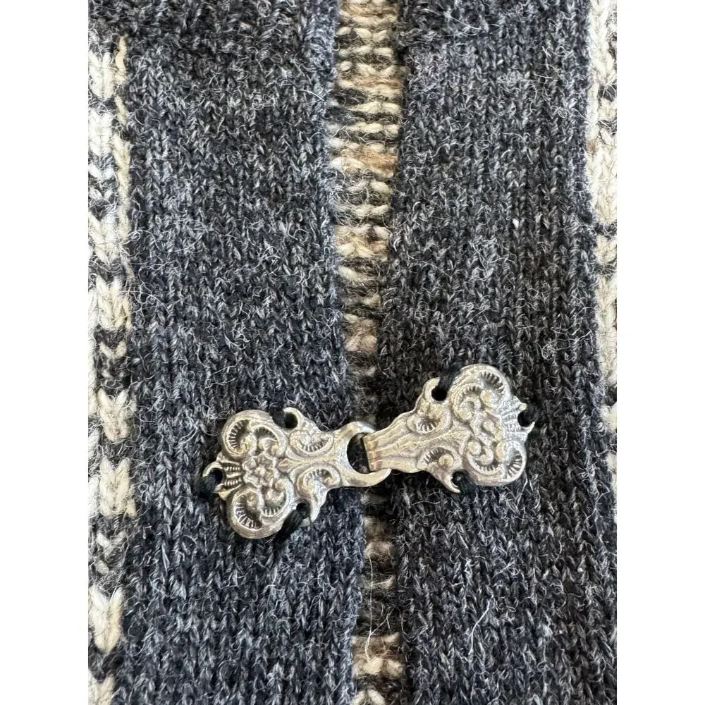 Vintage LL Bean Norway Wool Ladies Nordic Cardigan Sweater Gray Size Medium - Picture 7 of 11